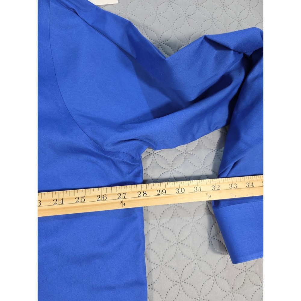 Van Heusen Lux Sateen Dress Shirt Mens 19 37/38 Tall Royal Blue NoIron Button Up - Picture 5 of 6